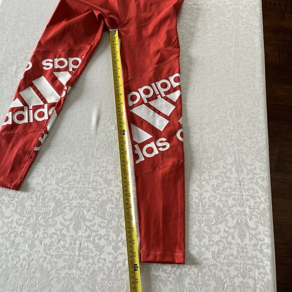 NEW ADIDAS Womens Size XS Disrupt Training Leggings High Rise Red/Orange - Picture 4 of 7